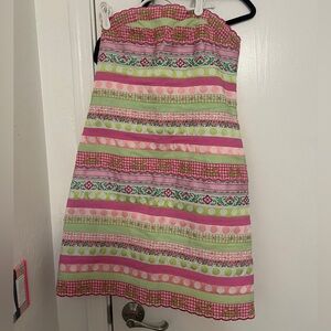 Lilly Pulitzer Ribbon strapless dress vintage white label 10